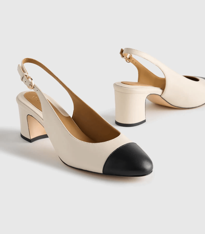 Italian Leather 65mm Cap Toe Slingback Office Shoes for Women